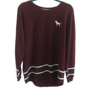 PINK Victoria’s Secret maroon striped spell out L